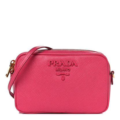 Prada Saffiano Mini Monochrome Camera Crossbody Bag Magenta 1 of 9