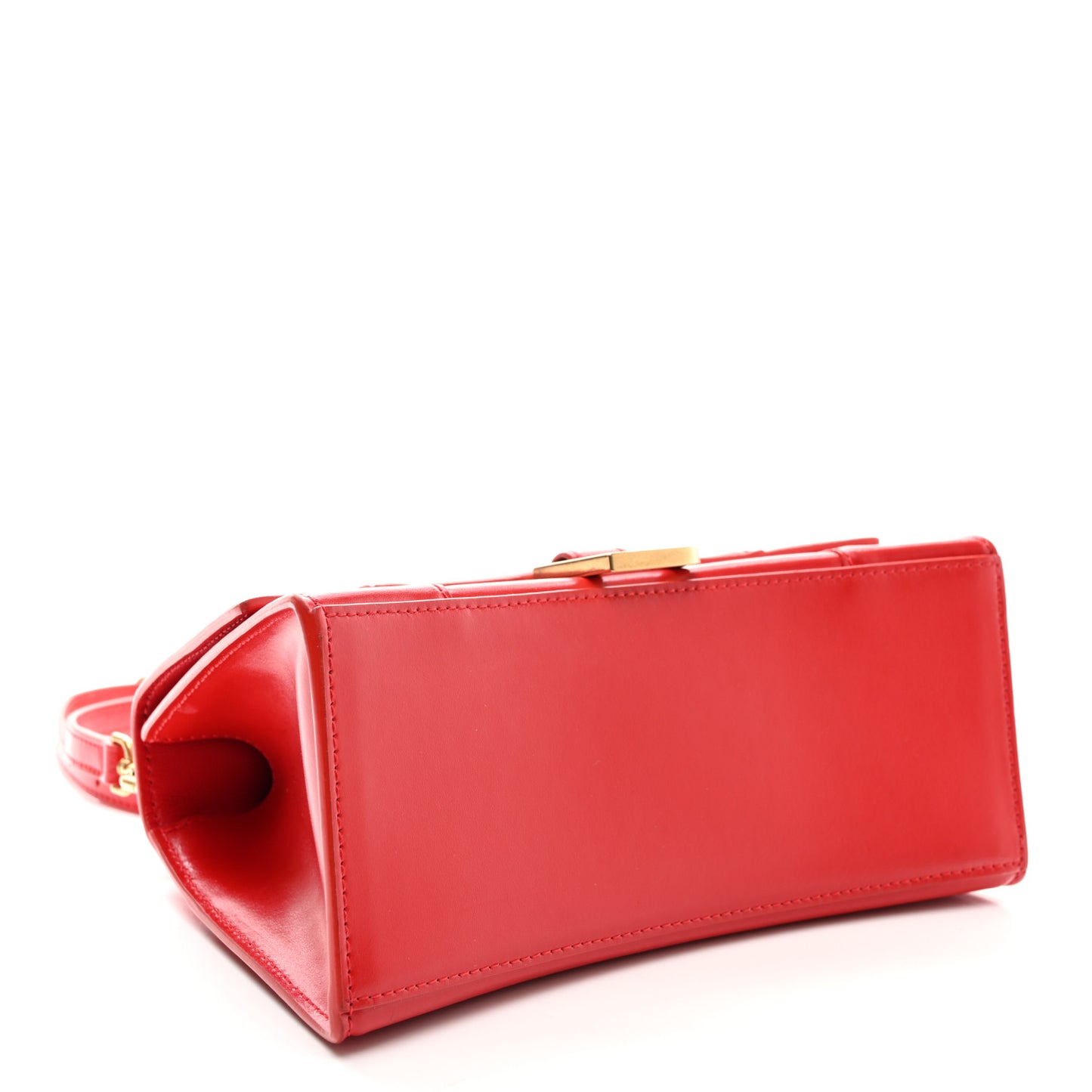 Shiny Box Calfskin Small Hourglass Top Handle Bag Bright Red