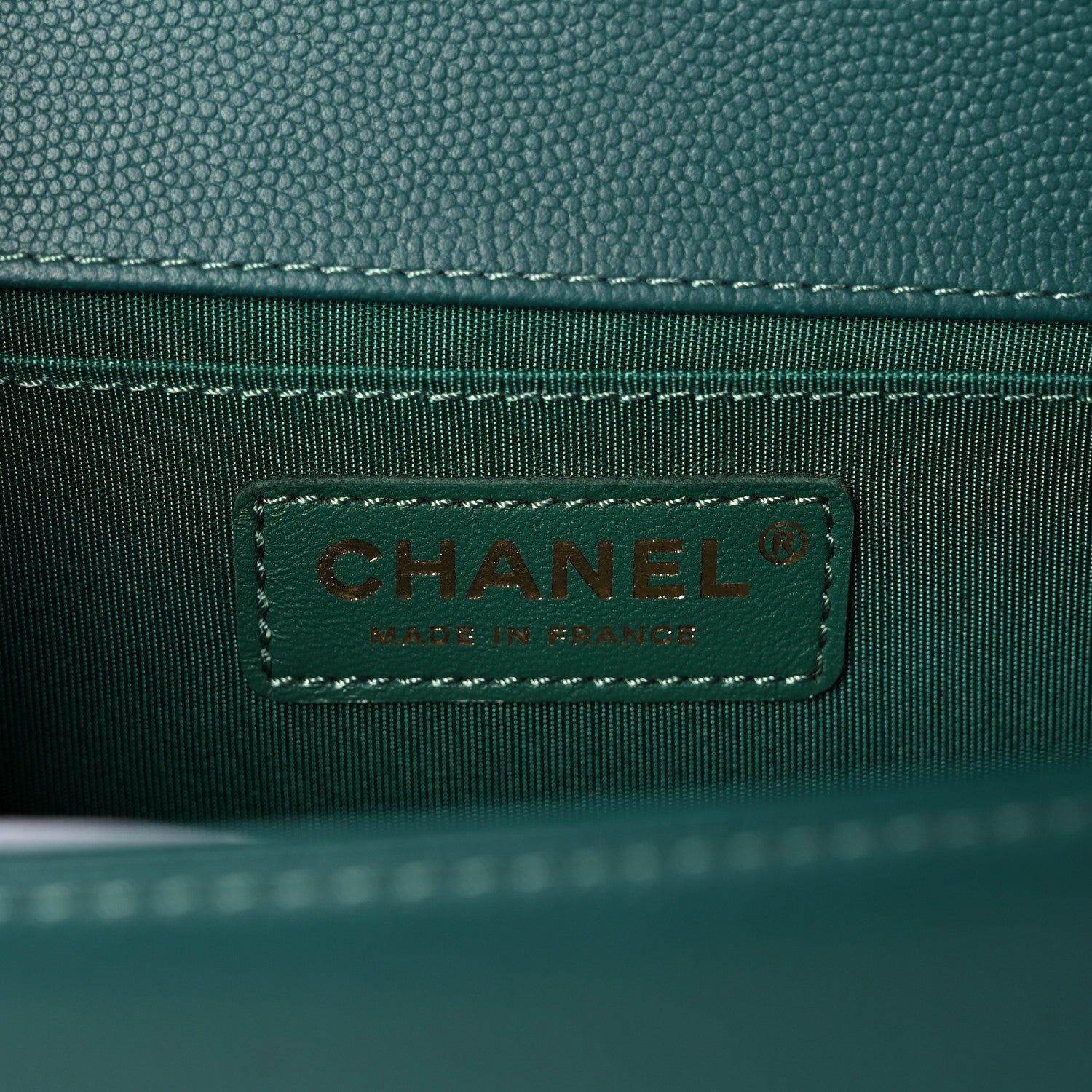 Chanel Caviar Quilted Medium Boy Flap Dark Green 6 of 10