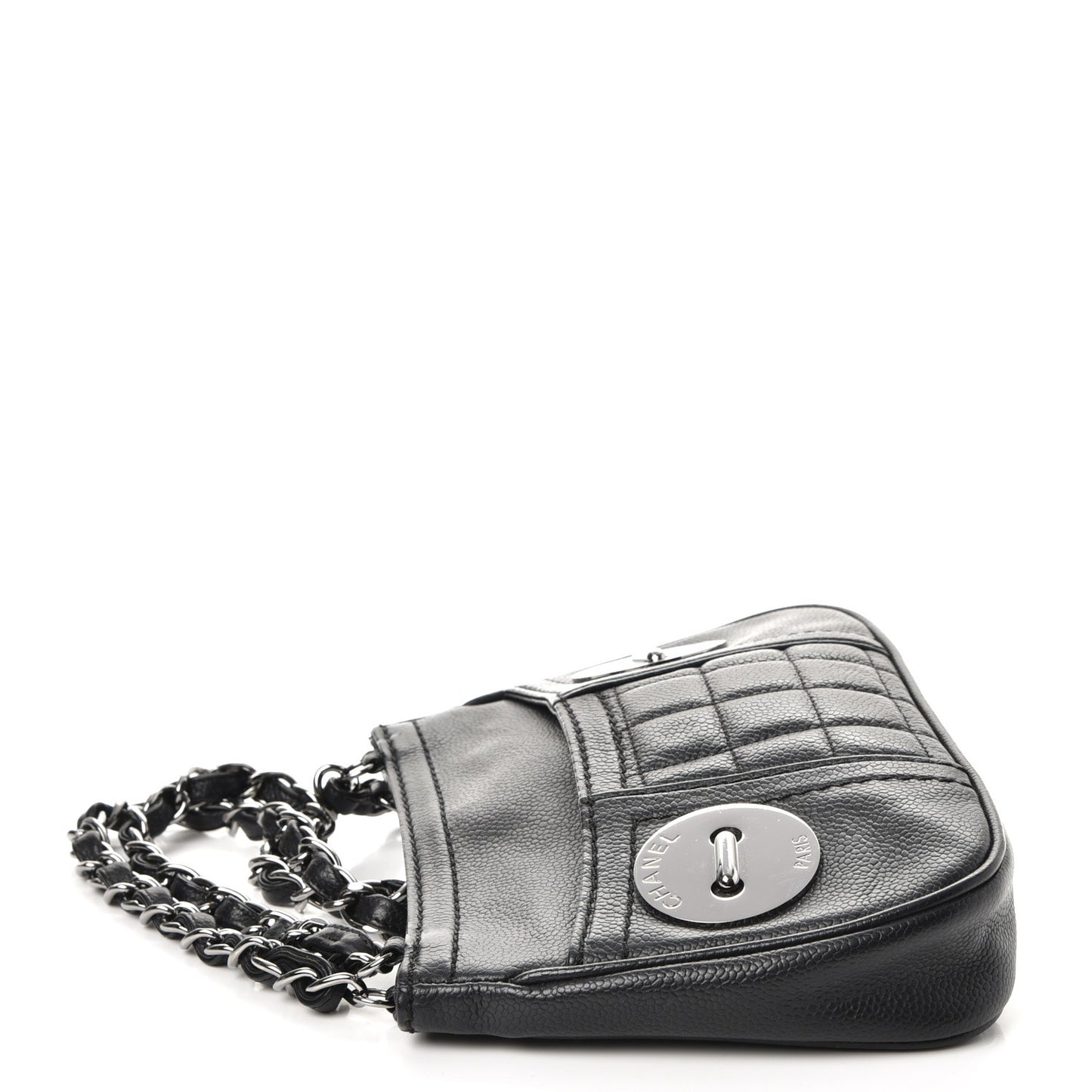 Caviar Square Quilted Shoulder Bag Black
