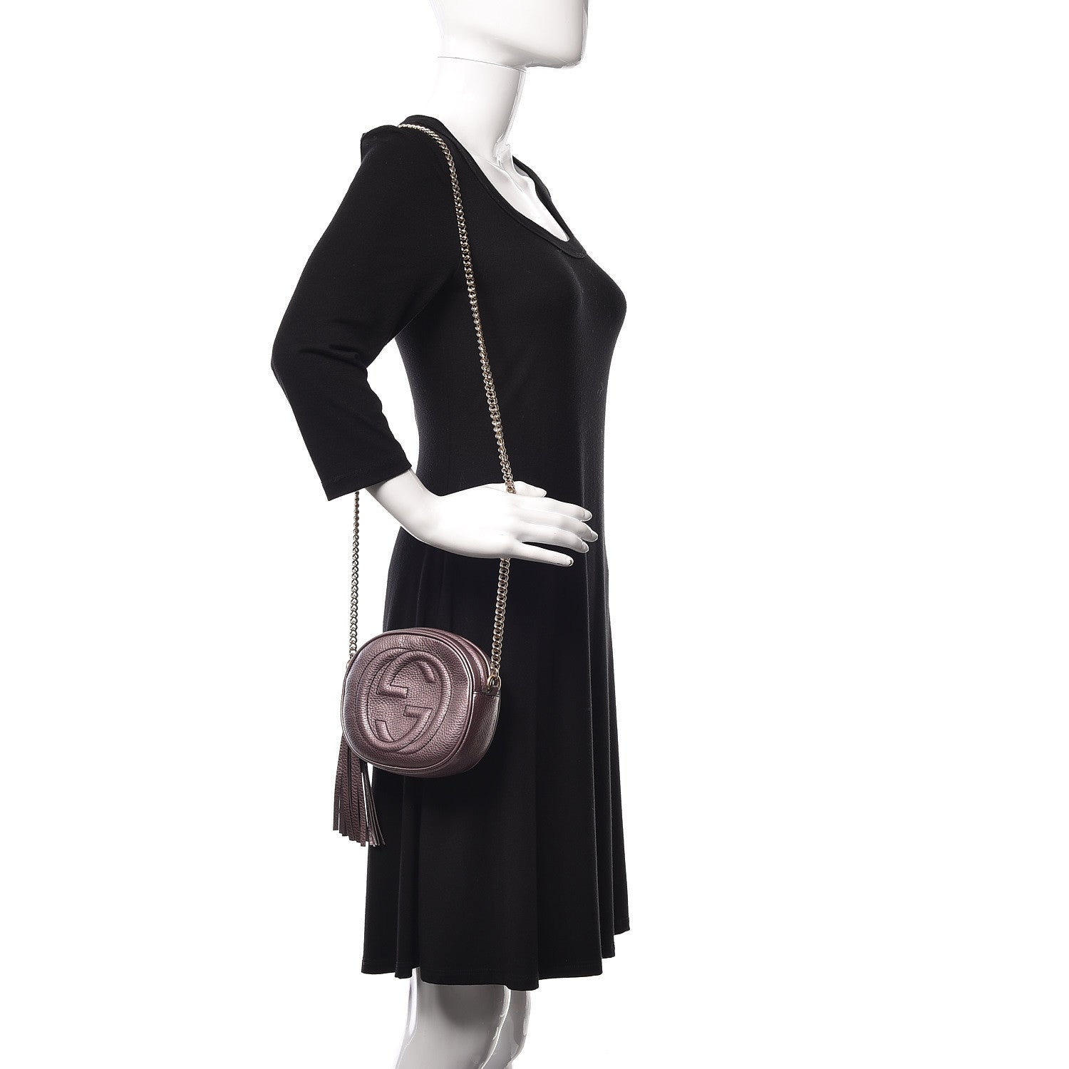 Gucci Metallic Pebbled Calfskin Mini Soho Chain Bag Purple 2 of 11