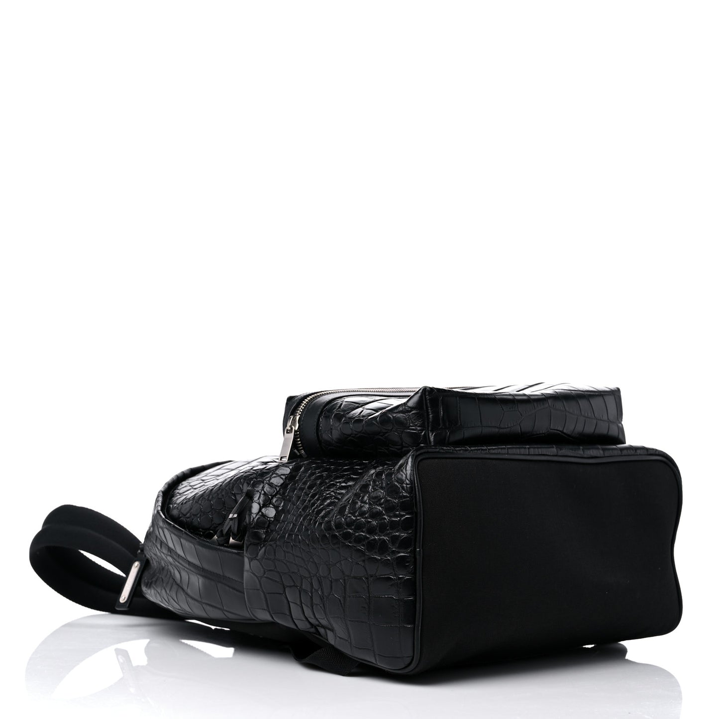 Calfskin Crocodile Embossed City Backpack Black