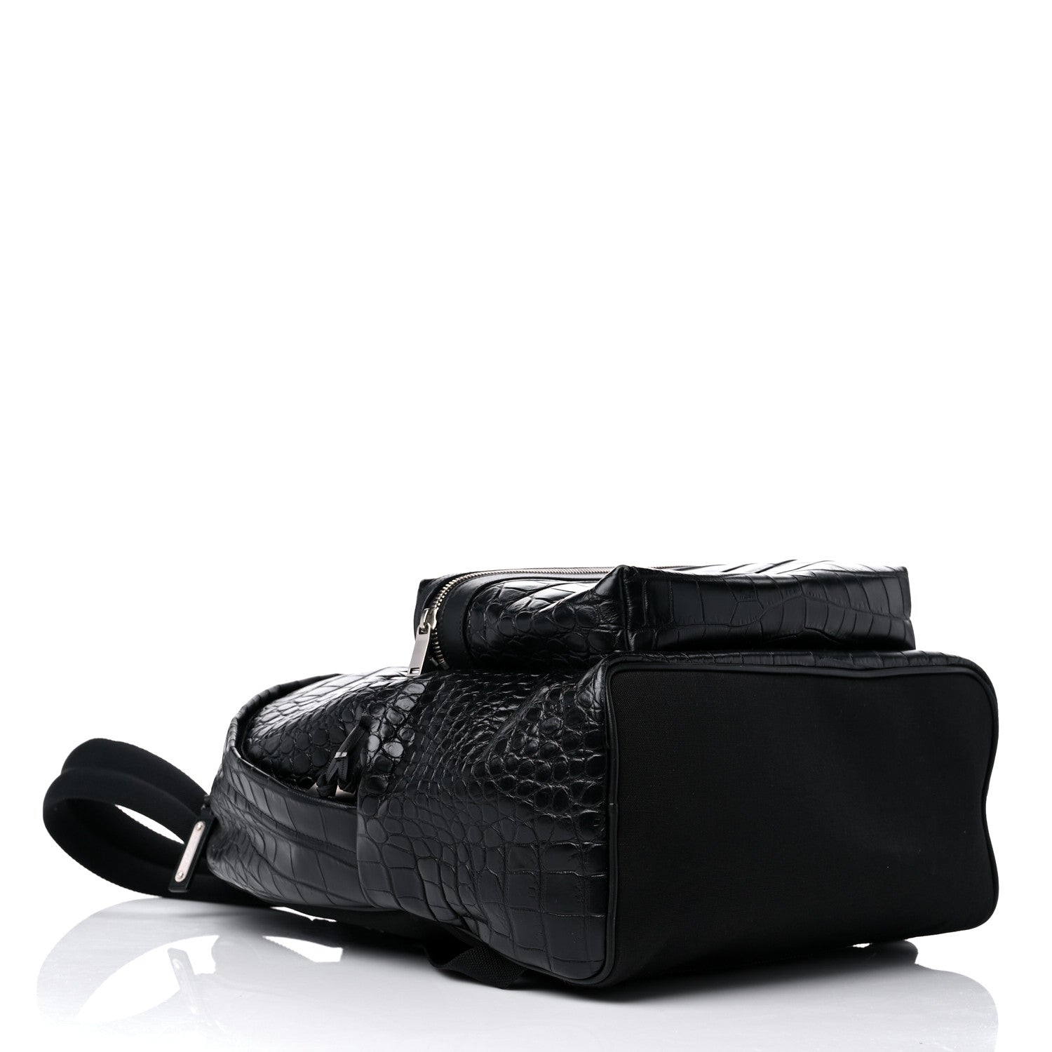Saint Laurent Calfskin Crocodile Embossed City Backpack Black 4 of 16