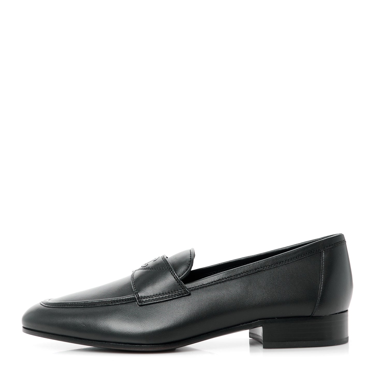 Calfskin Mens Stitched CC Loafers 41 Black