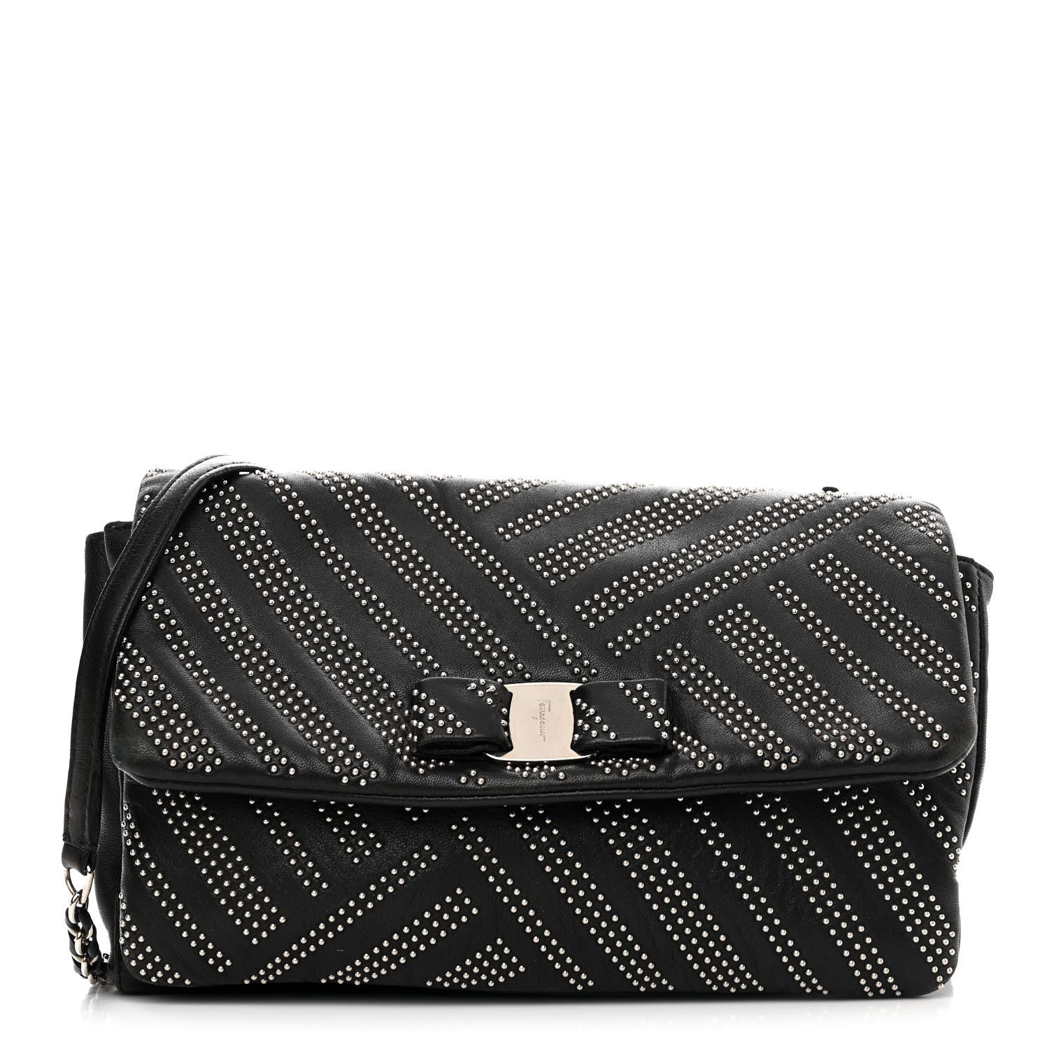 Salvatore Ferragamo Calfskin Studded Gelly Bag Black 1 of 9