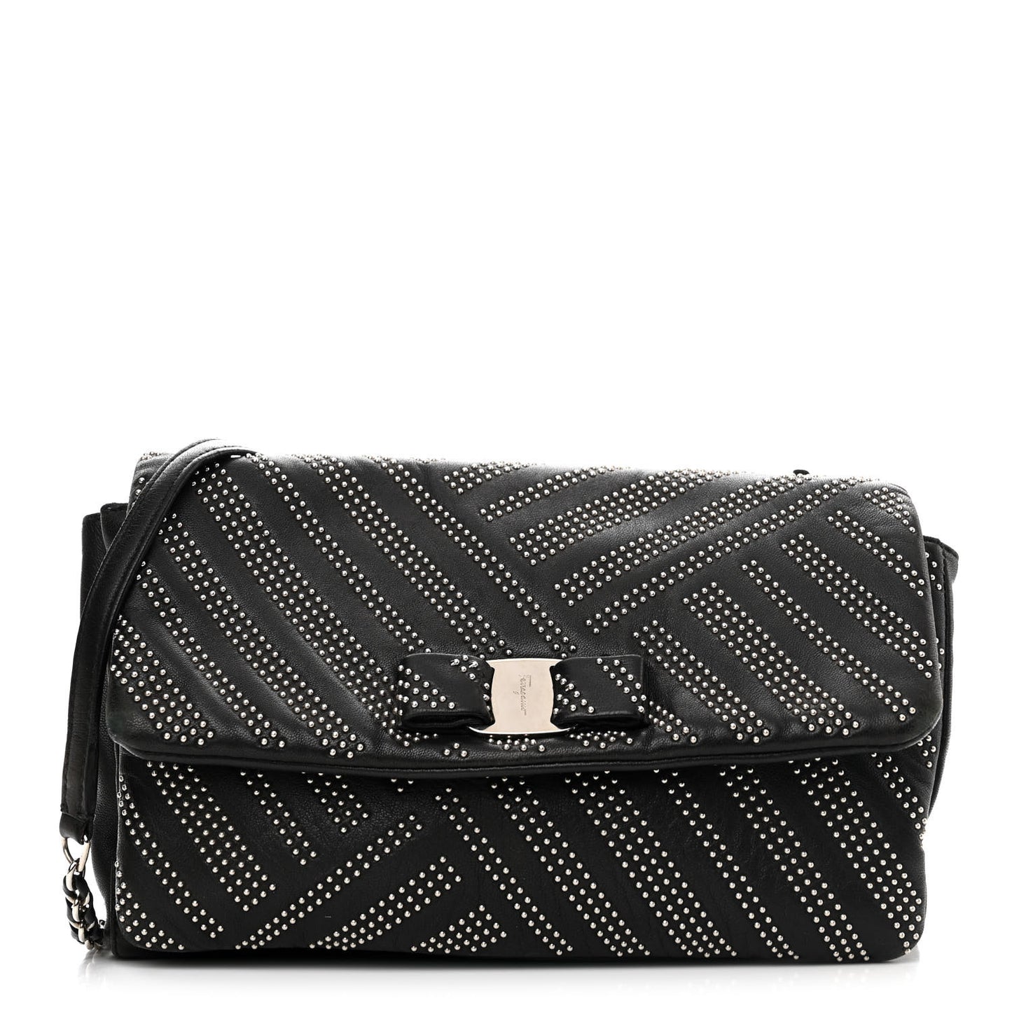 Calfskin Studded Gelly Bag Black