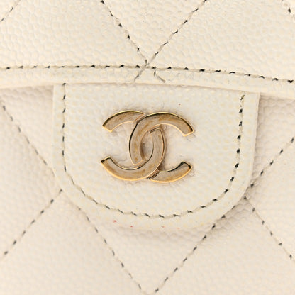 Chanel Caviar Quilted Compact Flap Wallet White 12 of 15