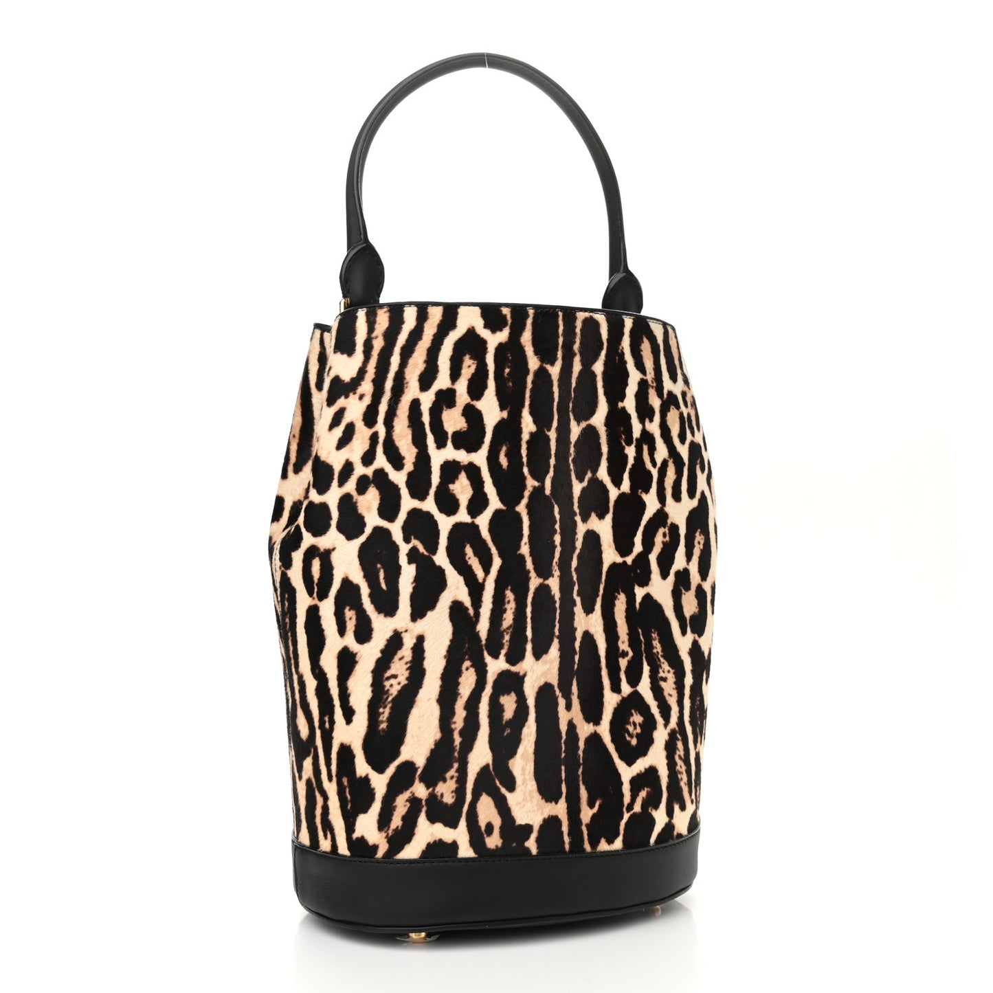 Prorsum Calf Hair Leopard Print The Bucket Bag Black