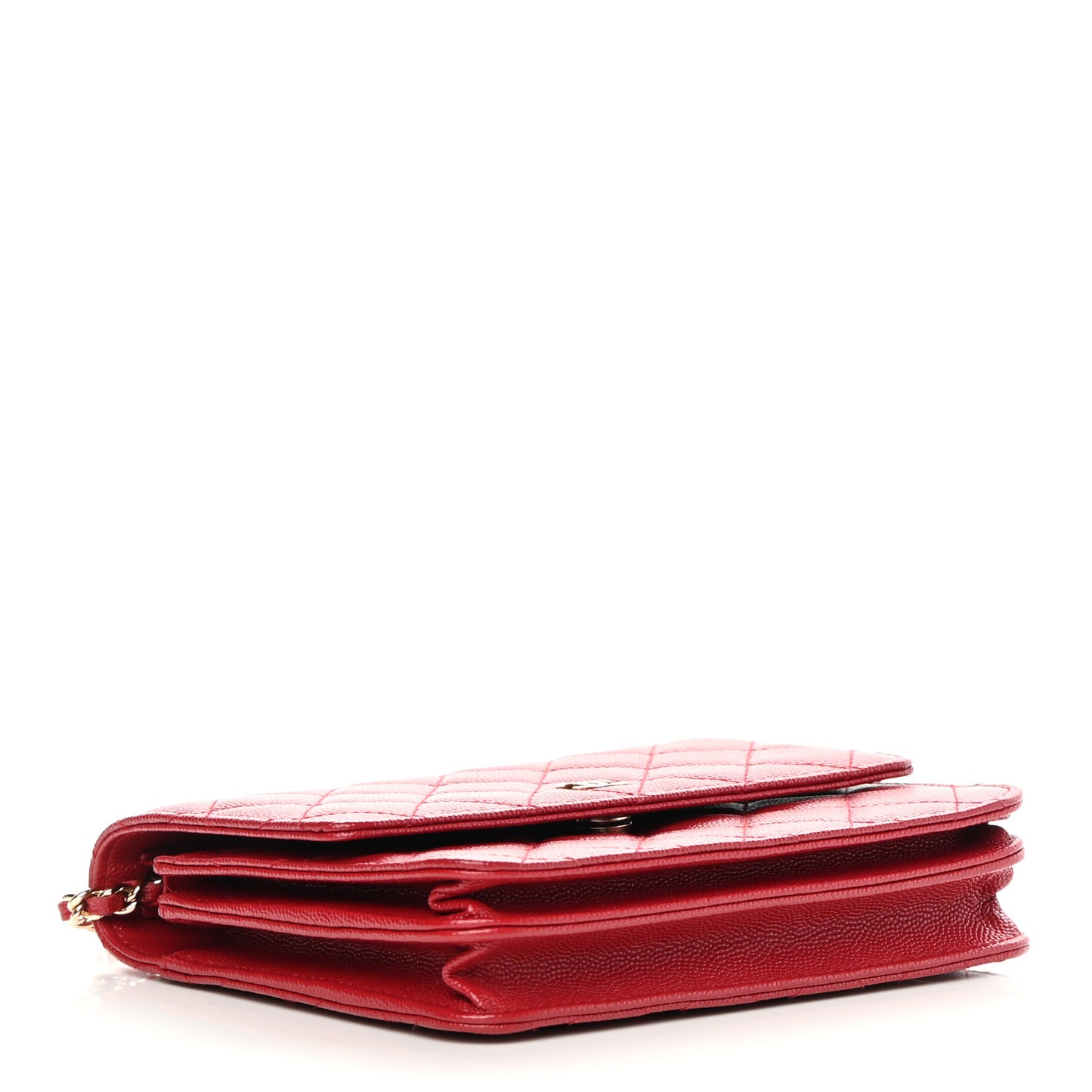 Caviar Quilted Square Wallet On Chain WOC Red