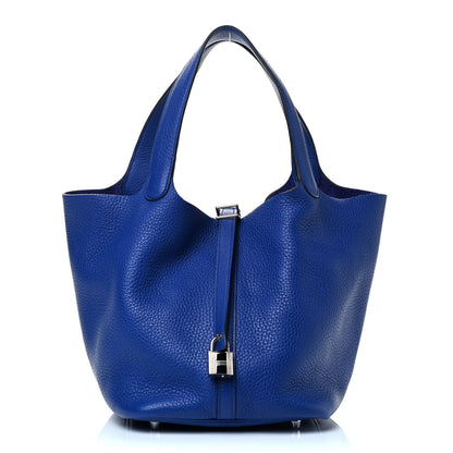 Hermes Taurillon Clemence Picotin Lock 22 MM Bleu Electrique 1 of 9