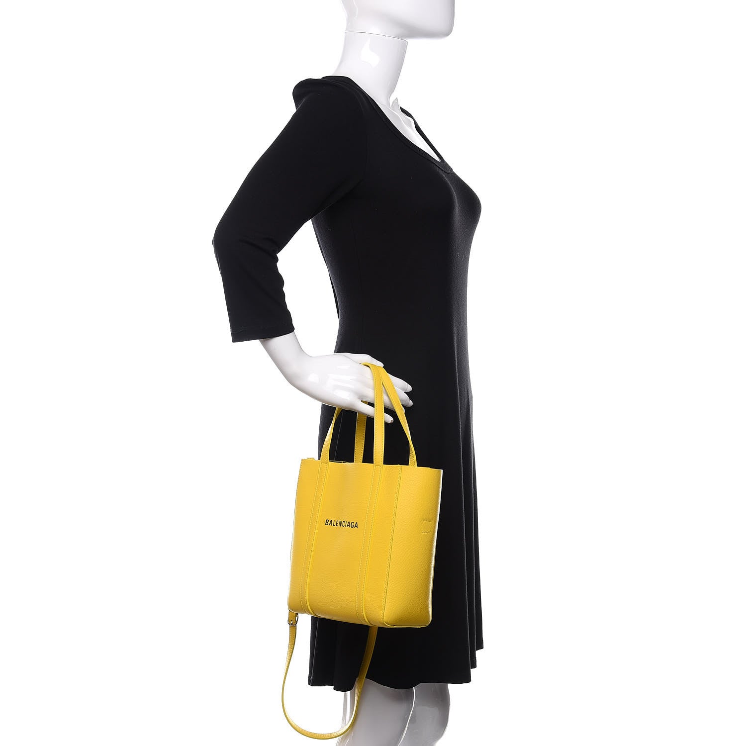 Balenciaga Smooth Calfskin Logo XXS Everyday Tote Jaune Soleil Black 3 of 10