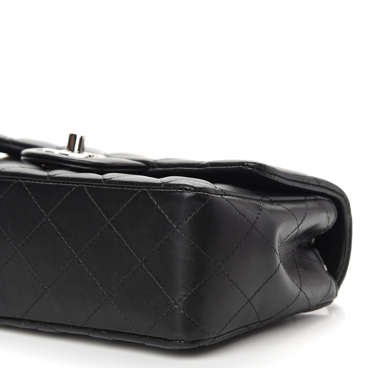 Lambskin Quilted Mini Rectangular Flap Black
