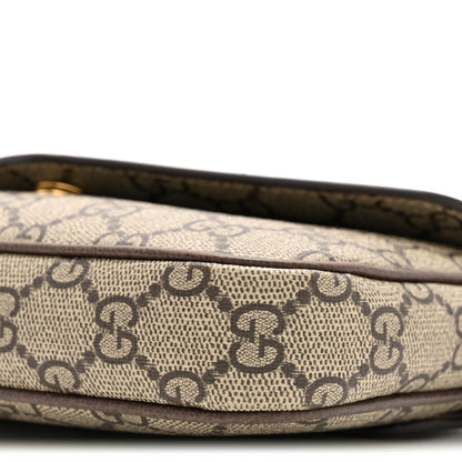 Gucci GG Supreme Monogram Textured Dollar Calfskin Web Mini Ophidia Envelope Shoulder Bag Beige Ebony New Acero 10 of 12