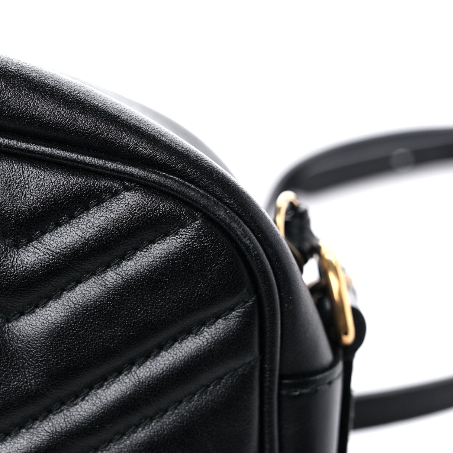 Gucci Calfskin Matelasse Small GG Marmont Chain Shoulder Bag Black 17 of 19
