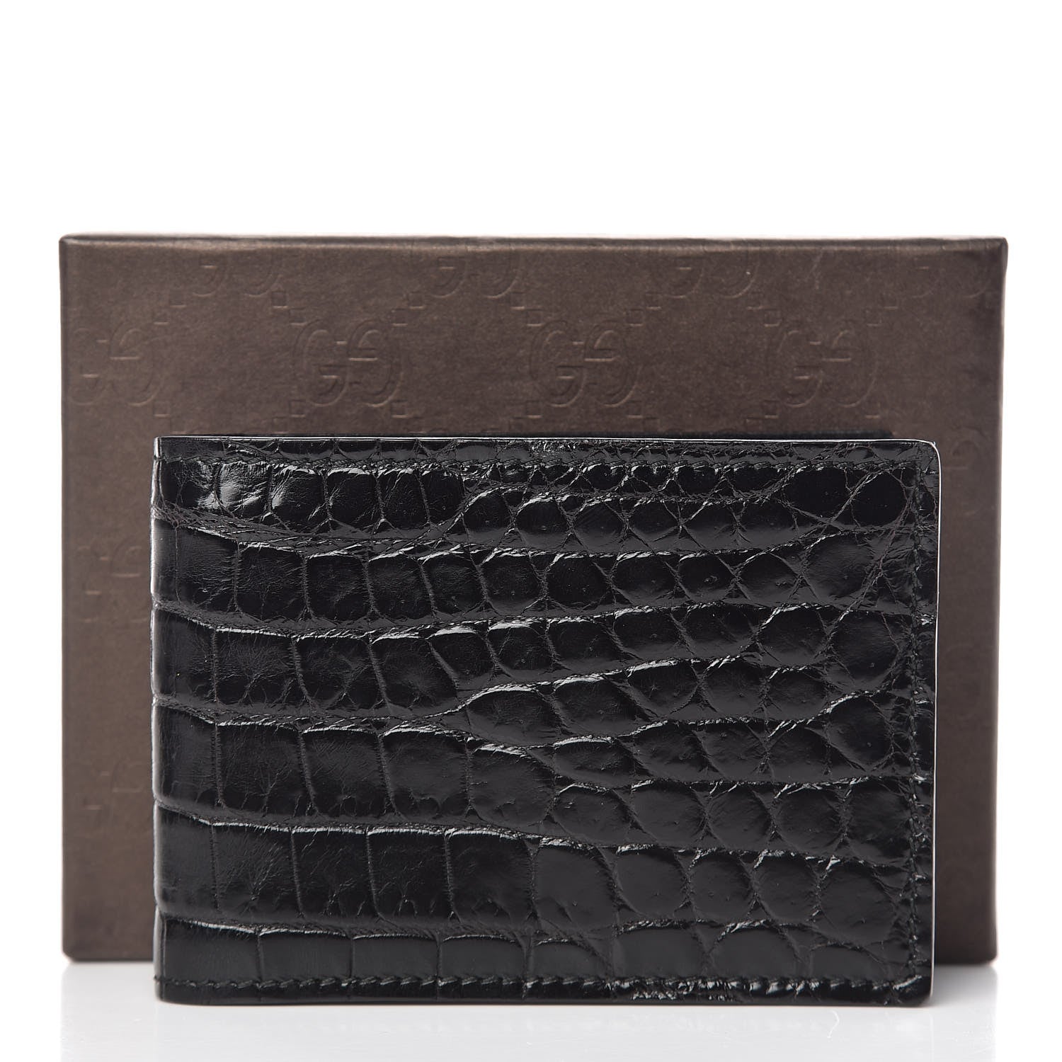 Gucci Crocodile Bi-Fold Wallet Black 9 of 9