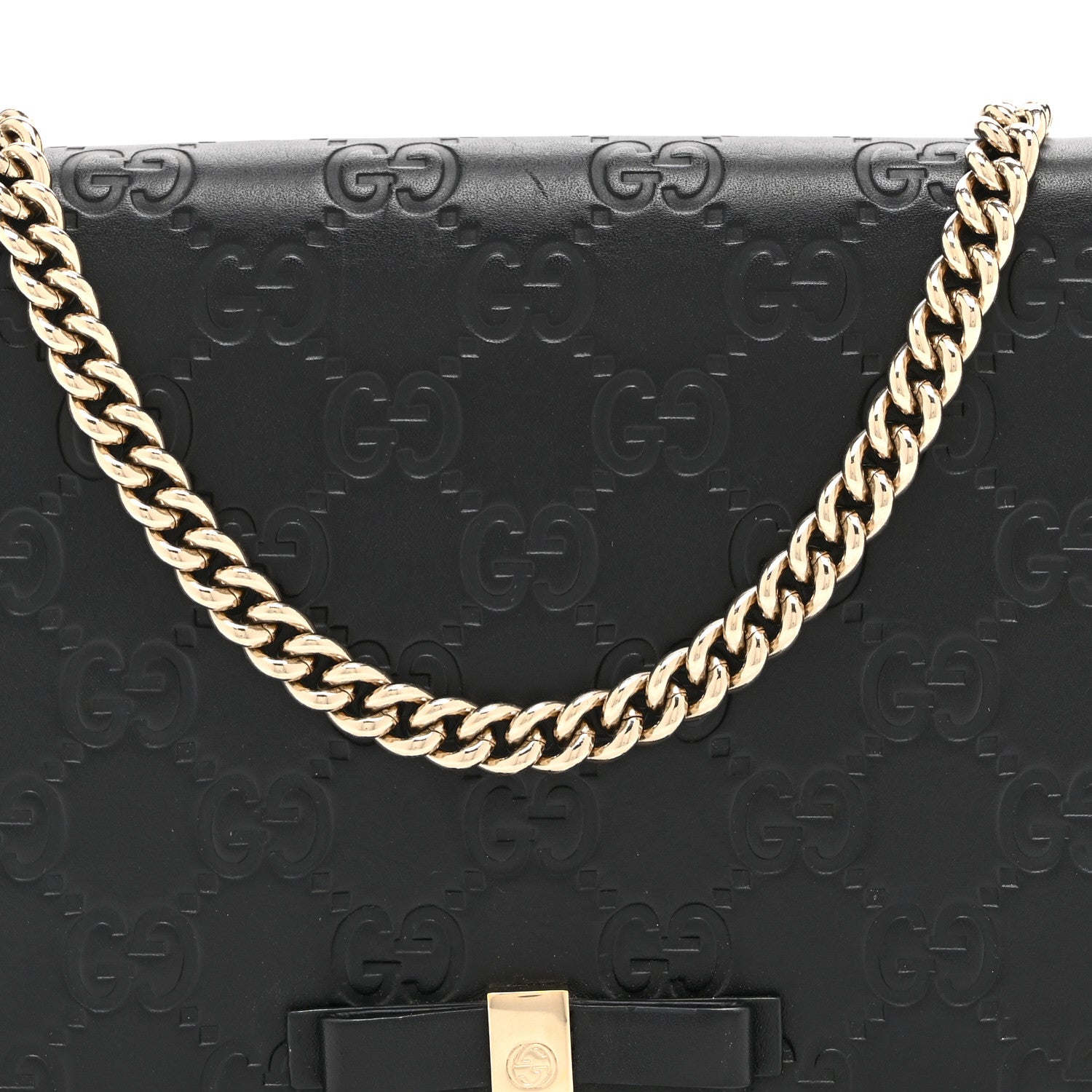 Gucci Guccissima Signature Bowy Chain Wallet Black 7 of 10