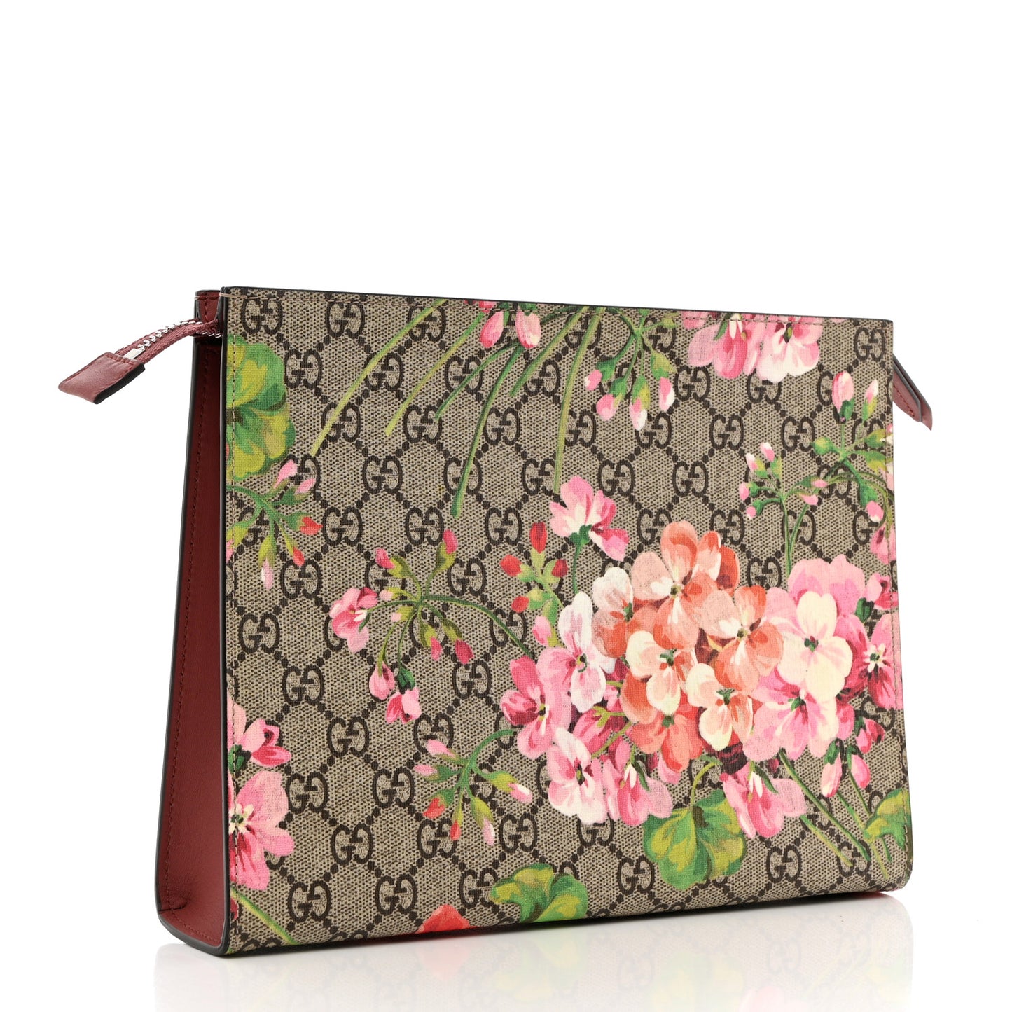 GG Supreme Monogram Blooms Large Cosmetic Case Beige Multicolor Dry Rose