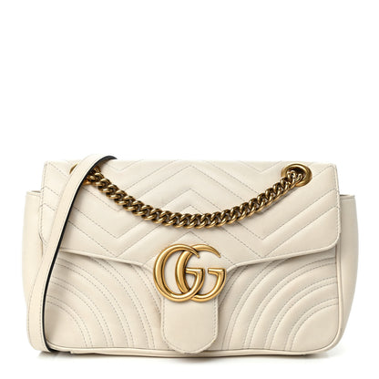 Gucci Calfskin Matelasse Small GG Marmont Shoulder Bag White 1 of 4