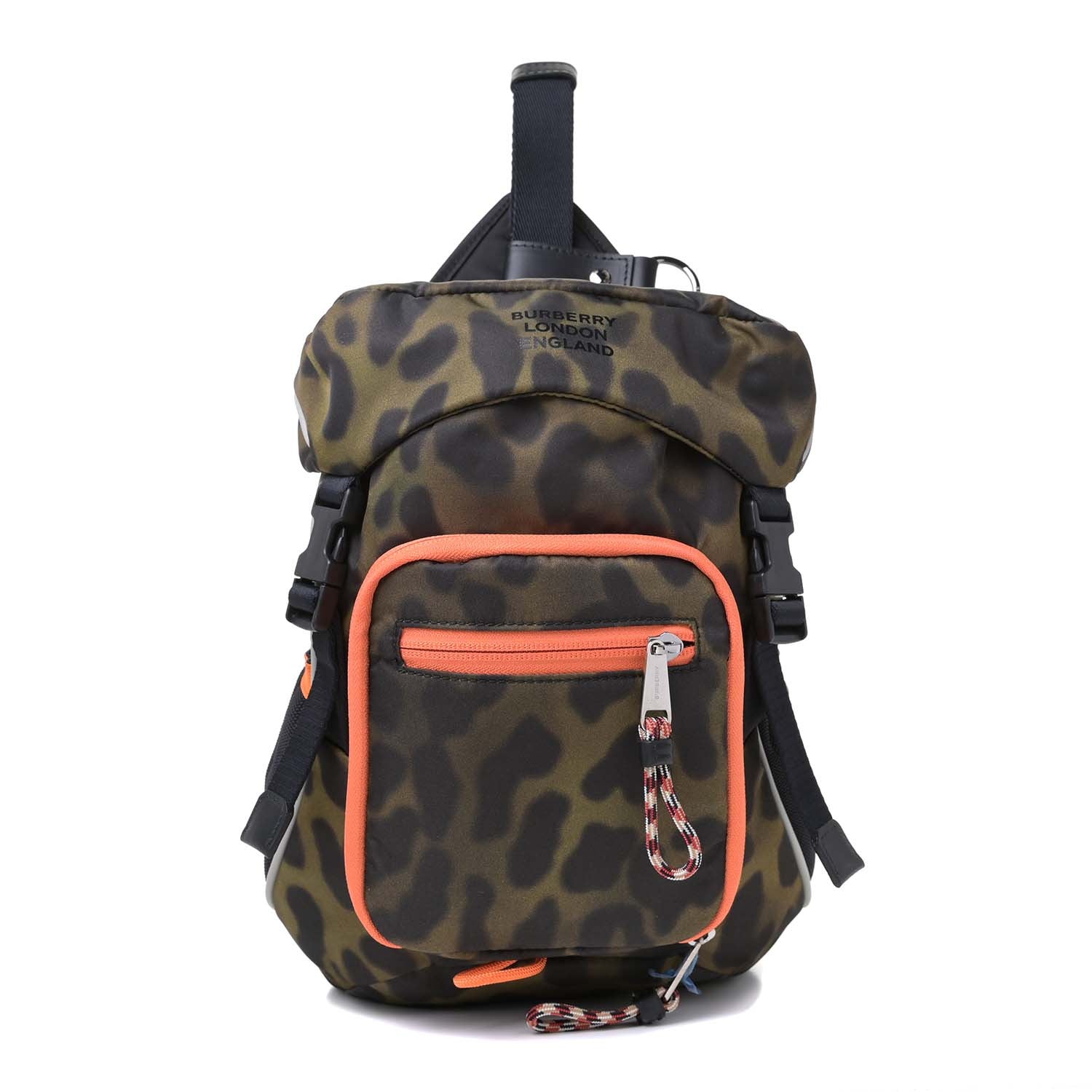 Burberry Nylon Leopard Print Leo Sling Bag Light Green Orange 1 of 4