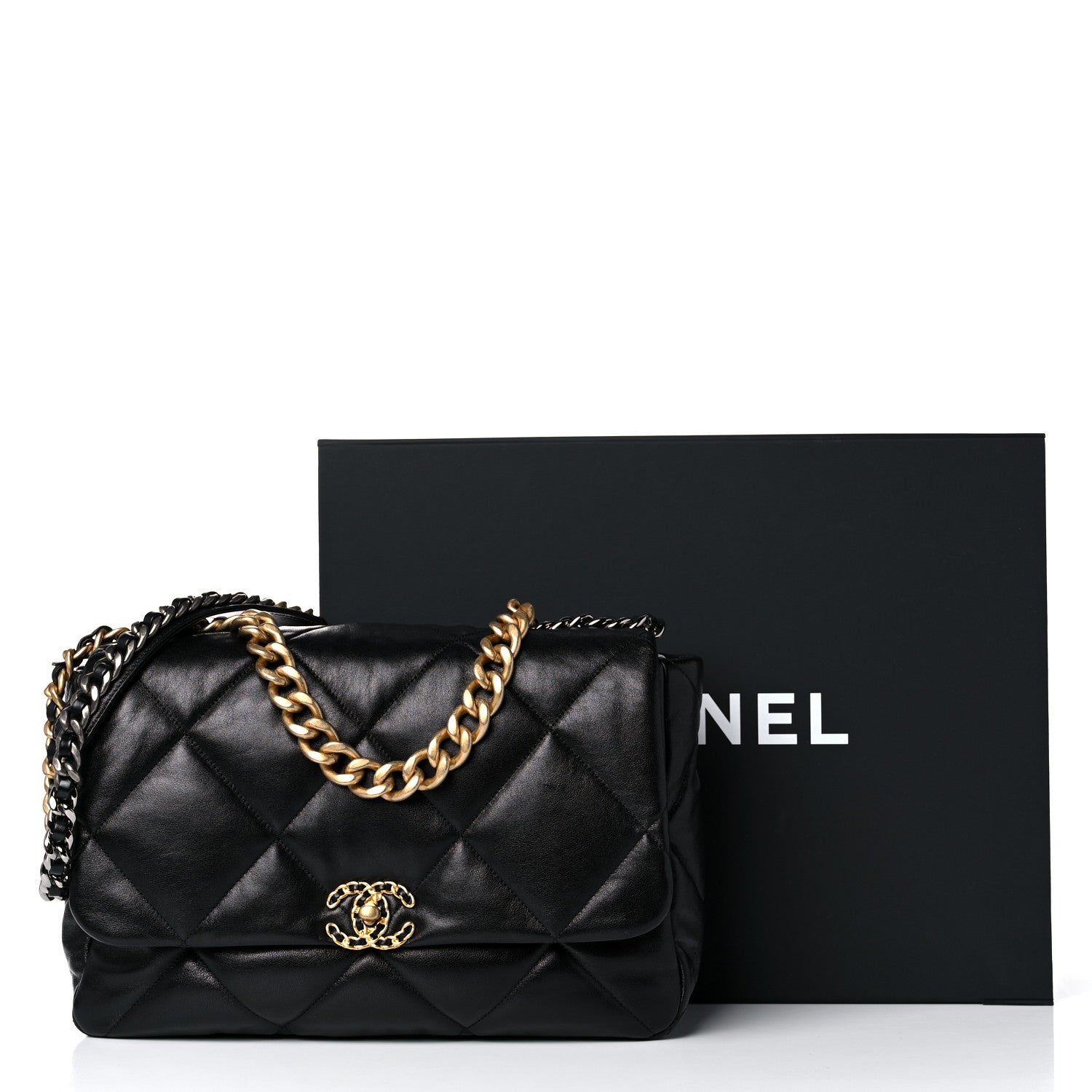 Chanel Lambskin Quilted Maxi Chanel 19 Flap Black 10 of 10