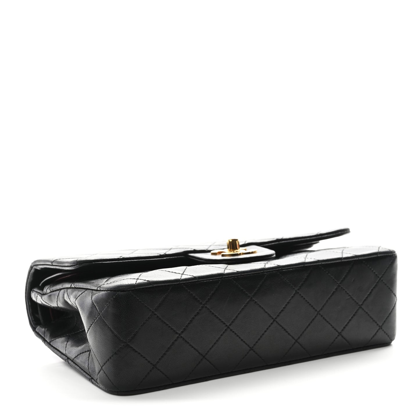 Lambskin Quilted Small Double Flap Black
