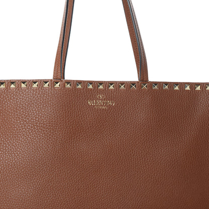 Valentino Garavani Grained Calfskin Rockstud Shoulder Tote Bright Cognac 7 of 14