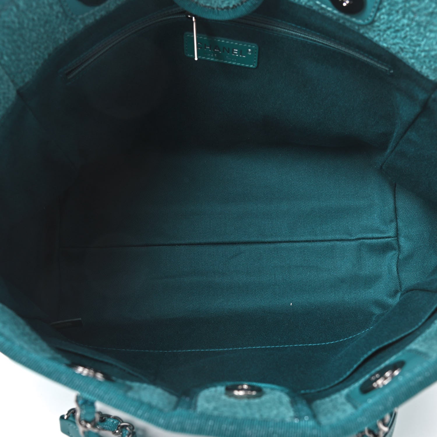 Chanel Lurex Boucle Small Deauville Tote Turquoise 5 of 9