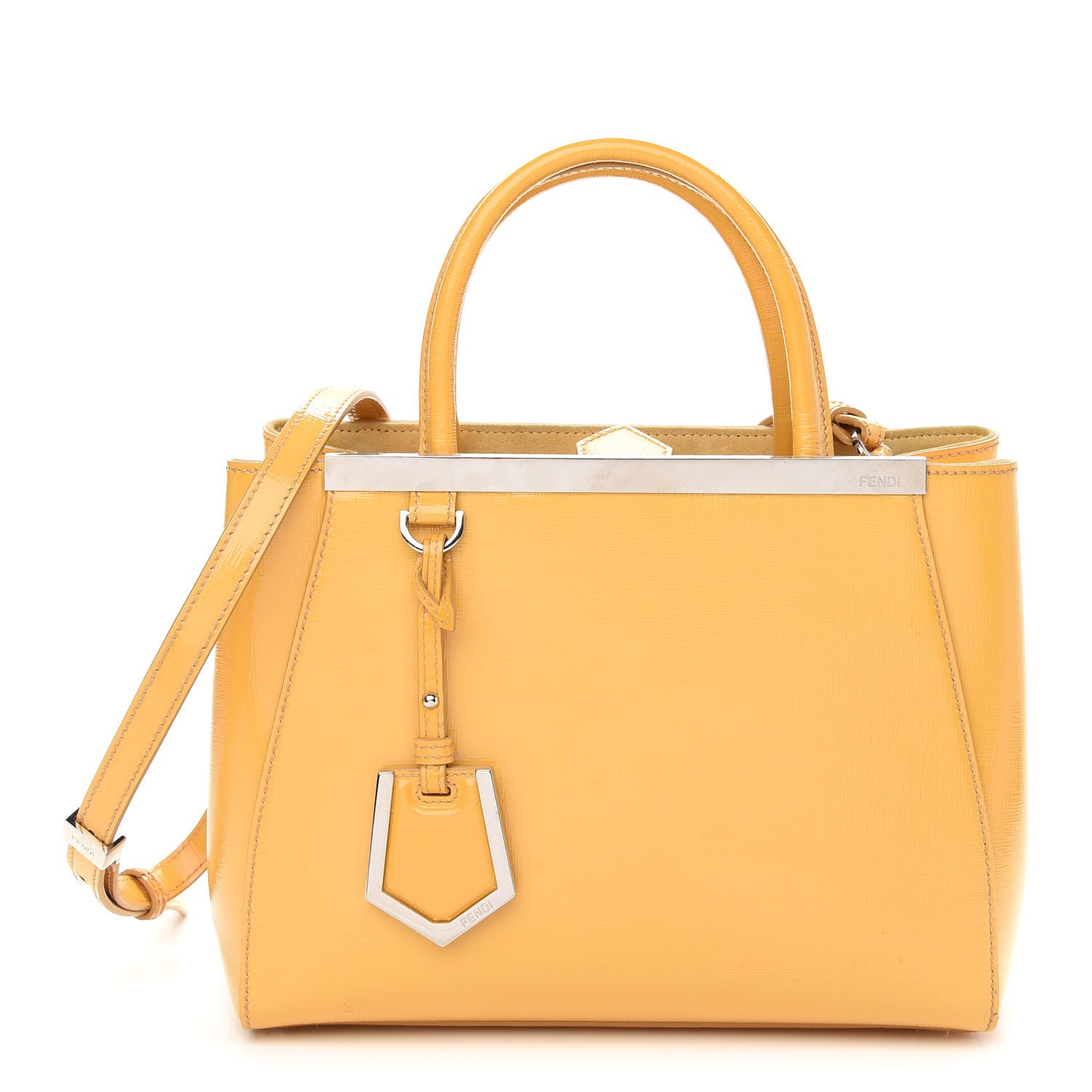 Fendi Vitello Vernice Camoscio Petite 2Jours Tote Alchemy Yellow 1 of 12