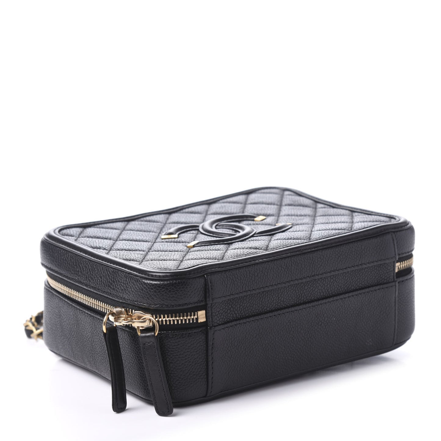 Caviar Quilted Medium CC Filigree Vanity Case Black