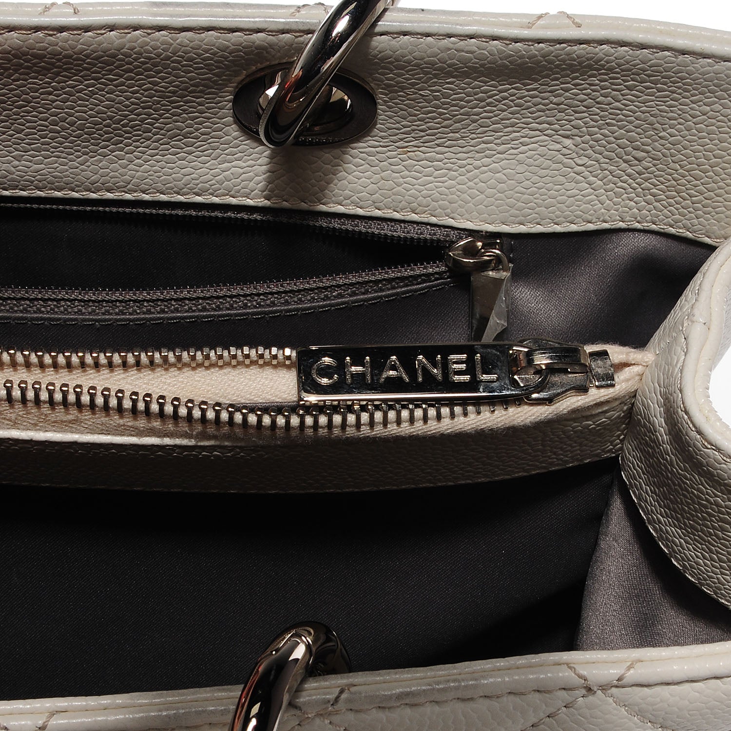 Chanel Caviar Quilted Grand Shopping Tote GST White 6 of 7