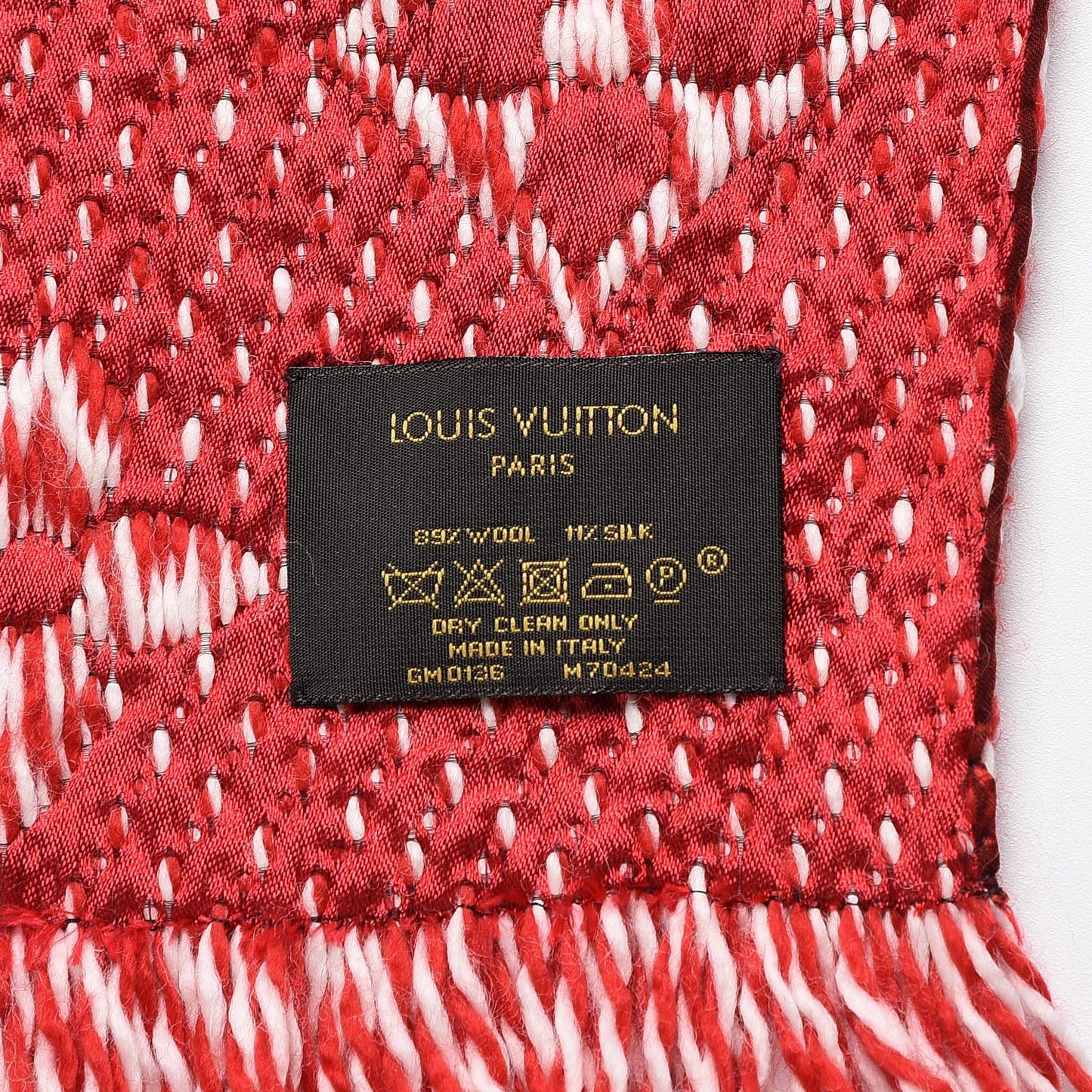 Wool Silk Logomania Mix Scarf Coquelicot