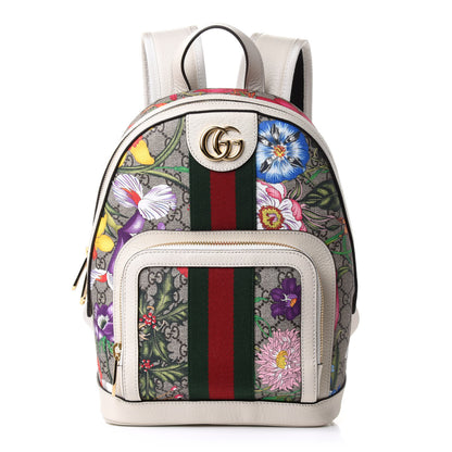 Gucci GG Supreme Monogram Flora Web Small Ophidia Day Backpack White 1 of 12