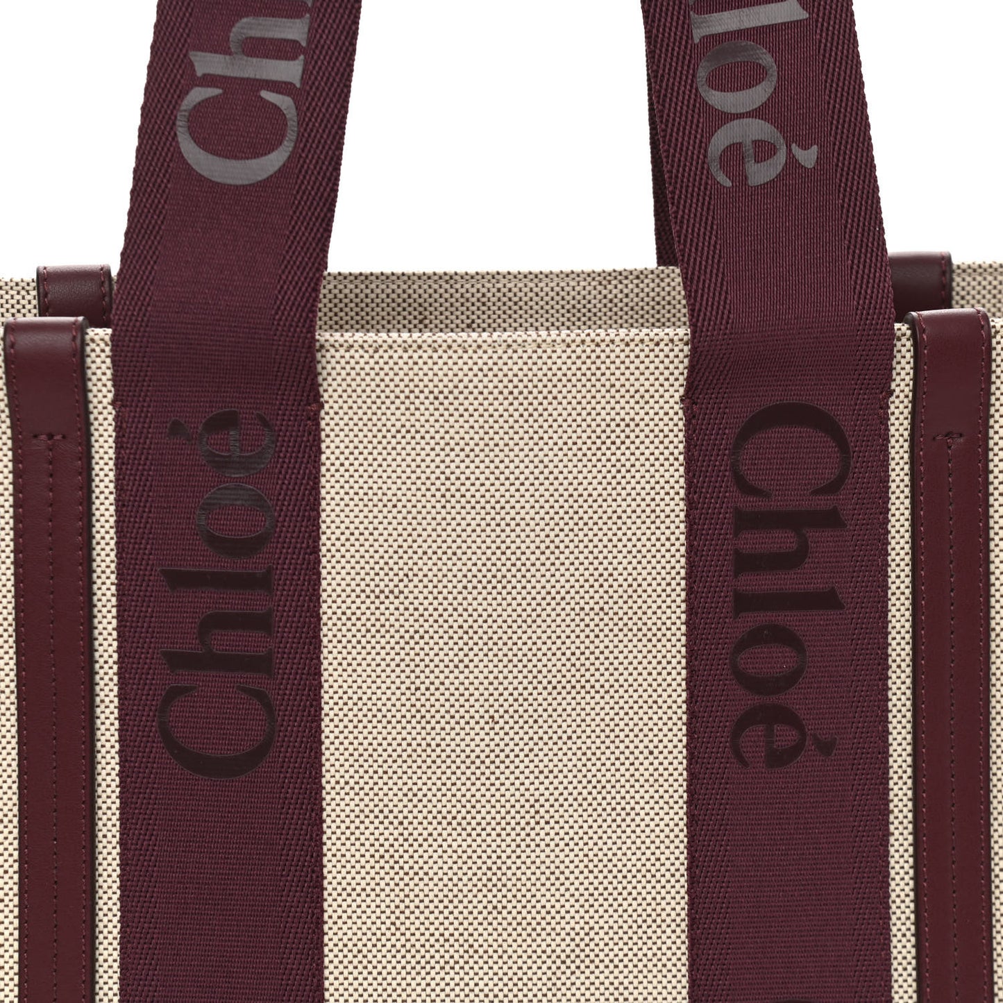 Cotton Calfskin Medium Woody Ribbon Tote Burgundy