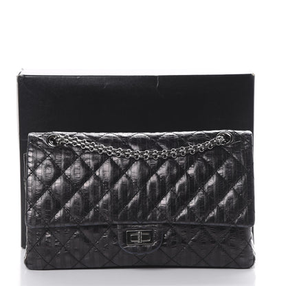 Chanel Metallic Calfskin Striped 2.55 Reissue 226 Flap Black 12 of 12