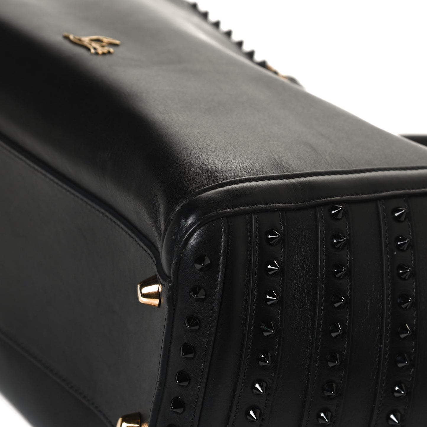 Calfskin Spikes Farida Bowler Bag Black