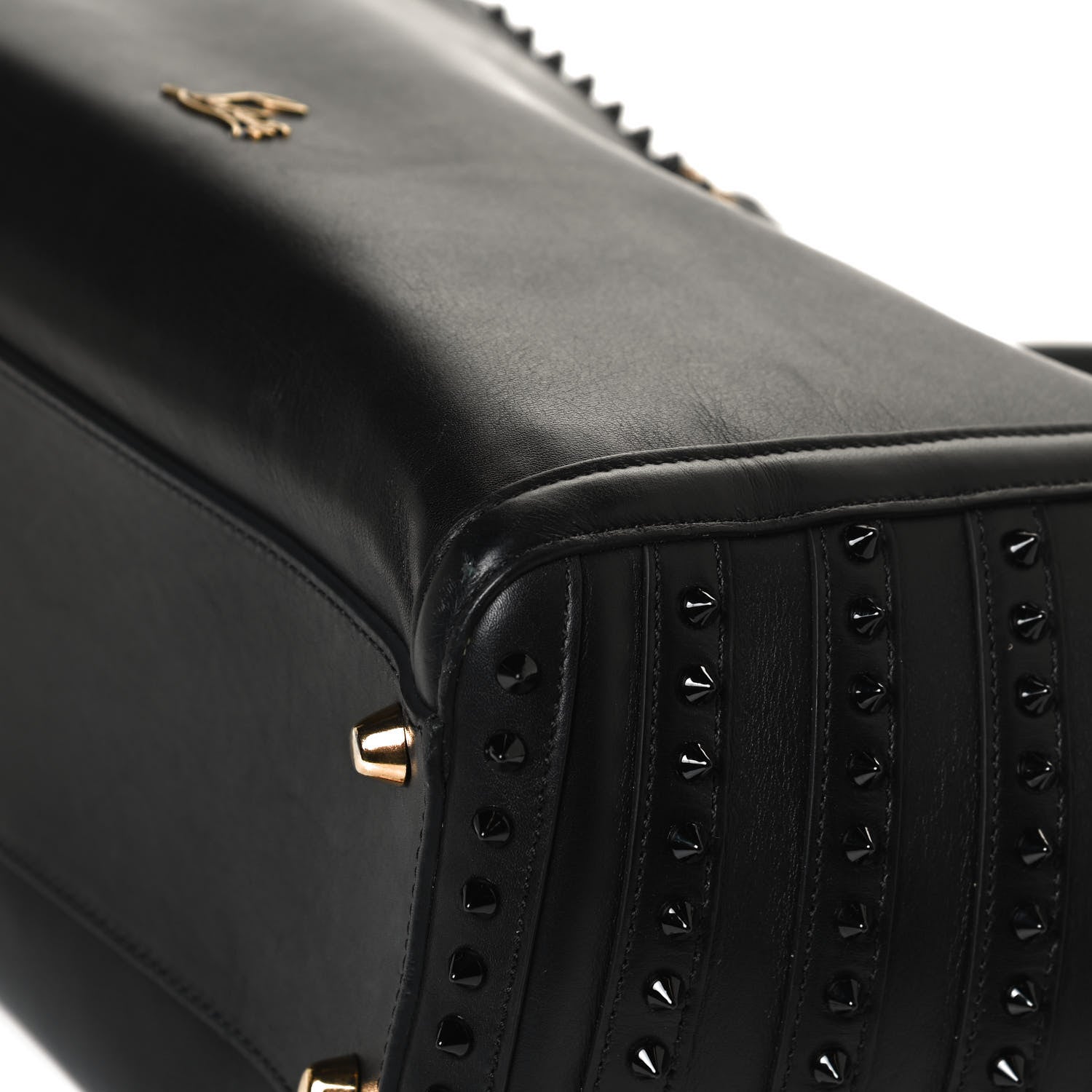 Christian Louboutin Calfskin Spikes Farida Bowler Bag Black 11 of 13