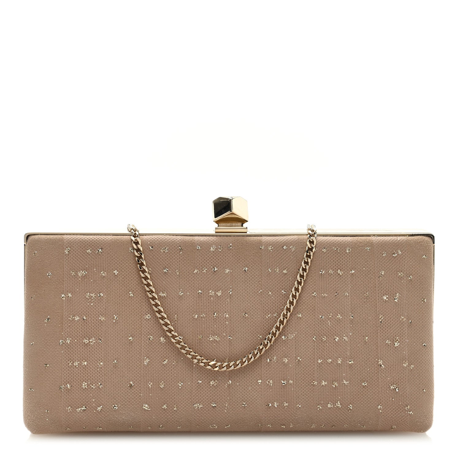 Jimmy Choo Suede Tulle Glitter Celeste Clutch Ballet Pink 1 of 8