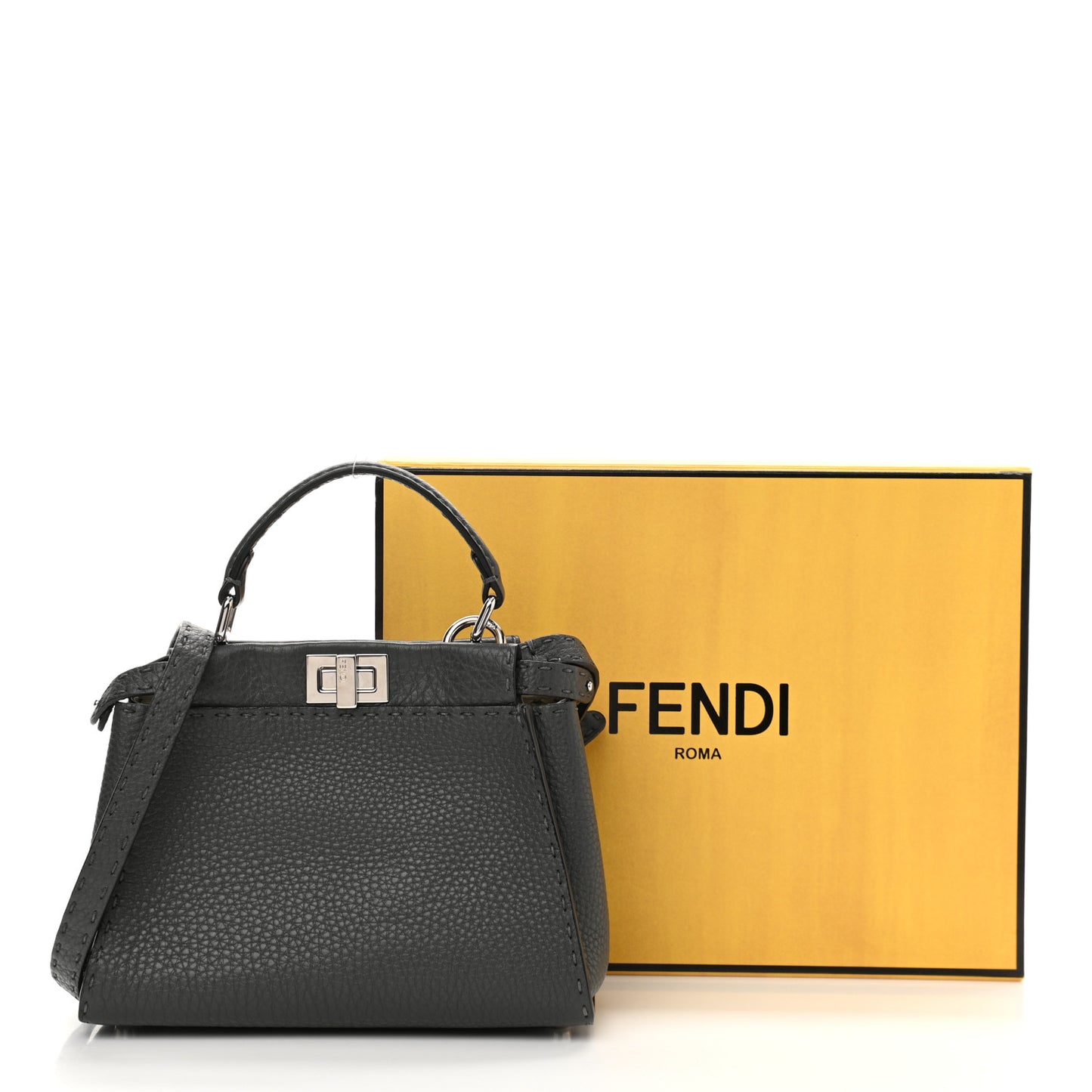 Cuoio Romano Selleria Bi-Color Mini Peekaboo Iconic Satchel Asfalto Latte