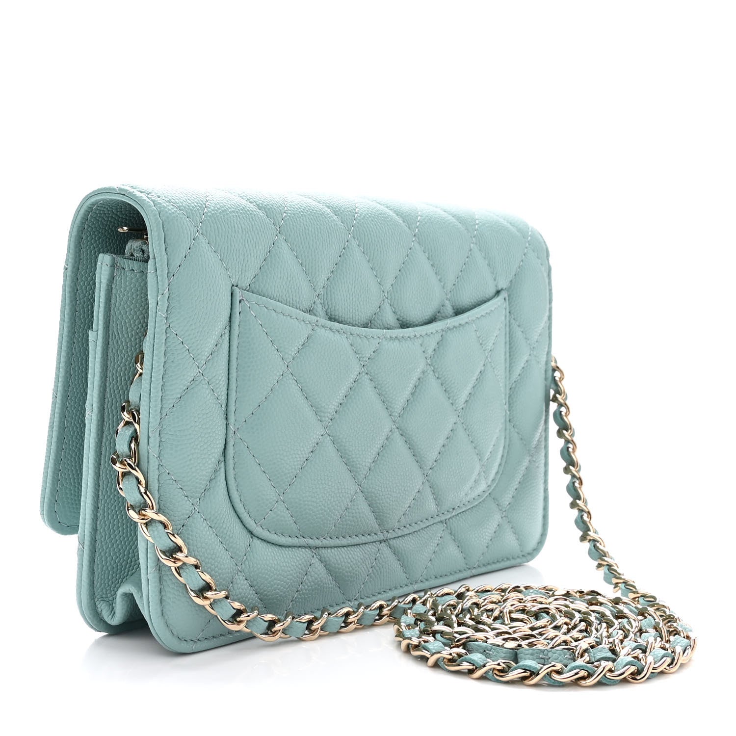 Chanel Caviar Quilted Wallet On Chain WOC Light Blue 3 of 11