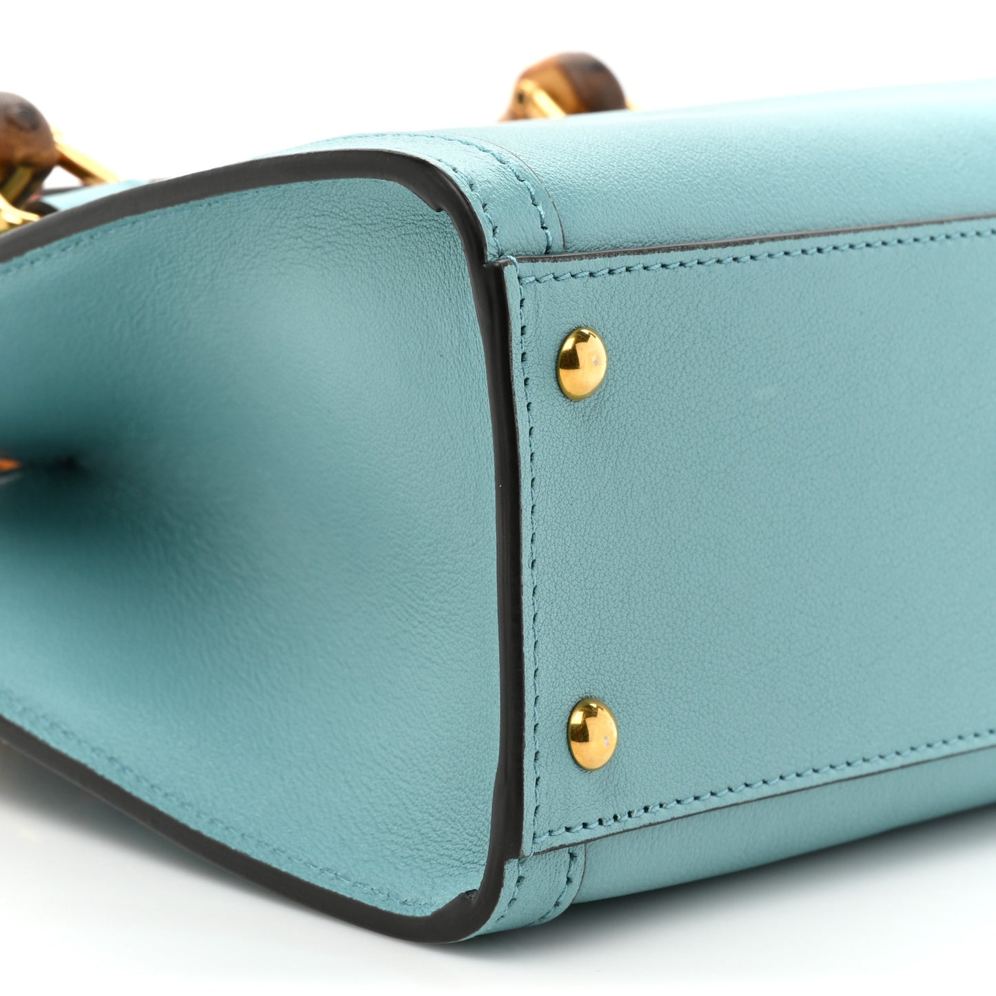 Wonka Grain Calfskin Mini Diana Tote Bag Dusty Azure Orange Fluo