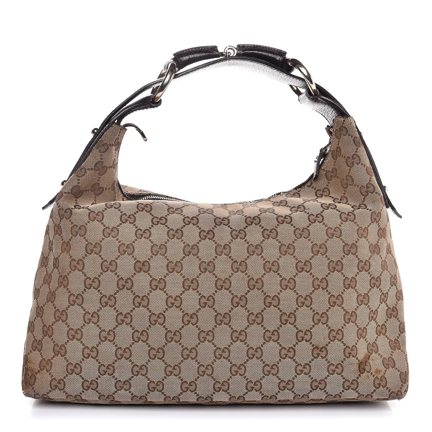 Gucci Monogram Medium Horsebit Chain Hobo Dark Brown 1 of 14