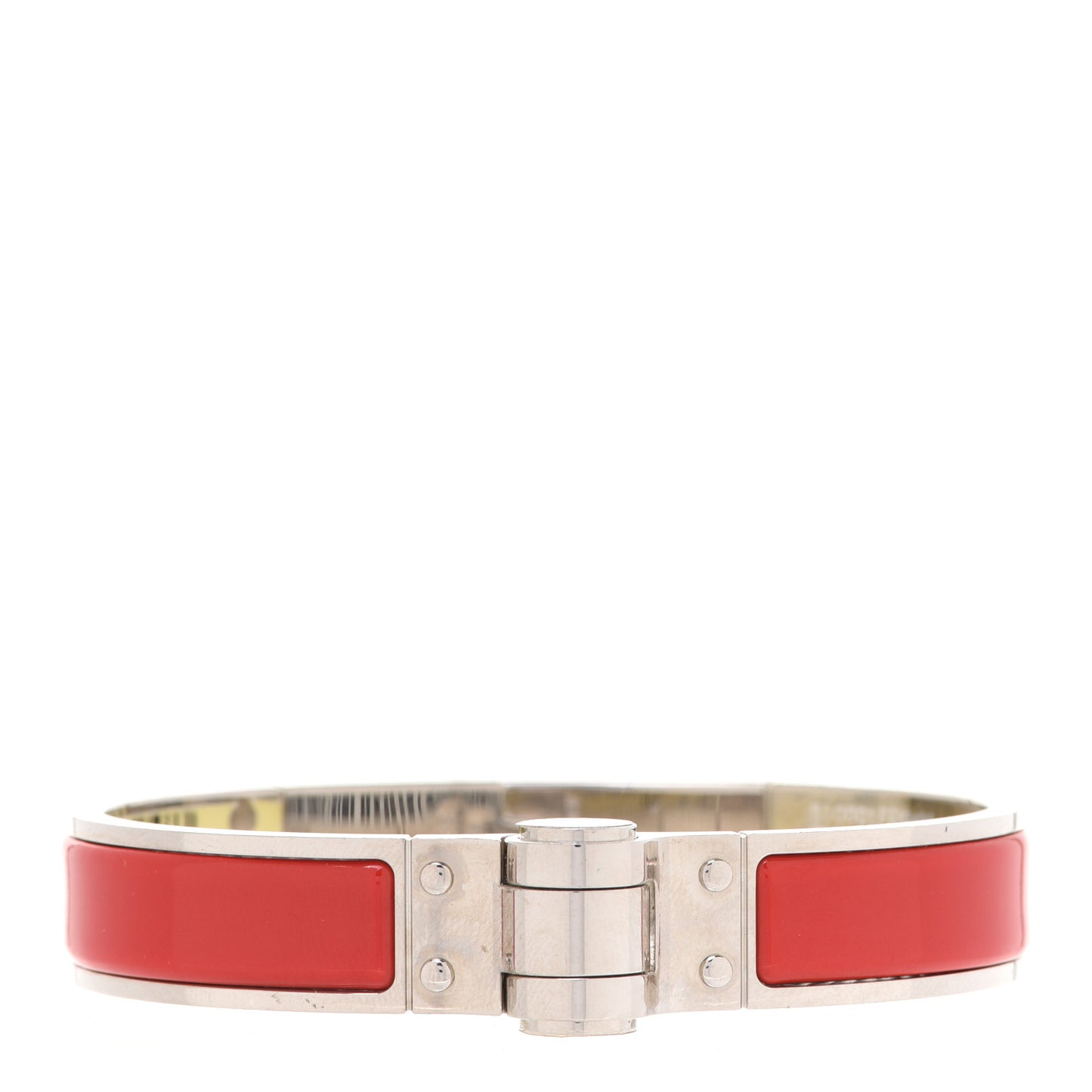 Enamel Charniere Uni Narrow Hinged Bracelet M Rouge Amarante