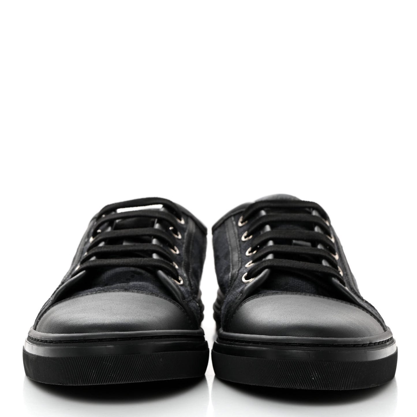 GG Monogram Calfskin Womens Low Top Sneakers 37.5 Piombo Black