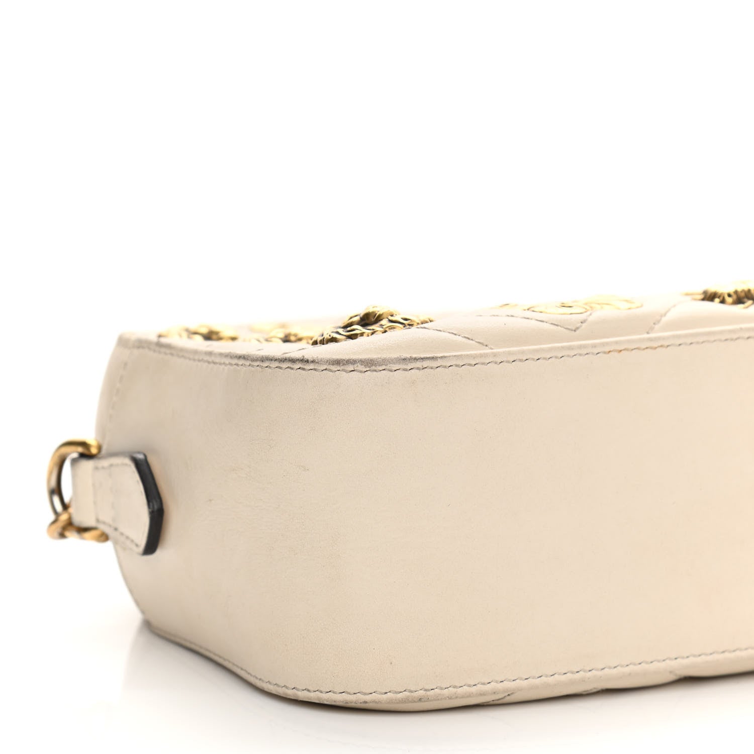 Gucci Calfskin Matelasse Animal Studs Small GG Marmont Chain Shoulder Bag White 9 of 14