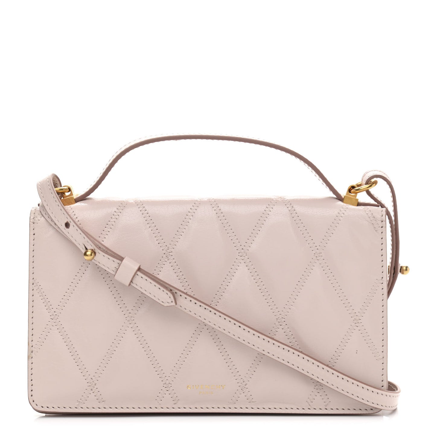 Goatskin Quilted GV3 Strap Wallet Pale Pink