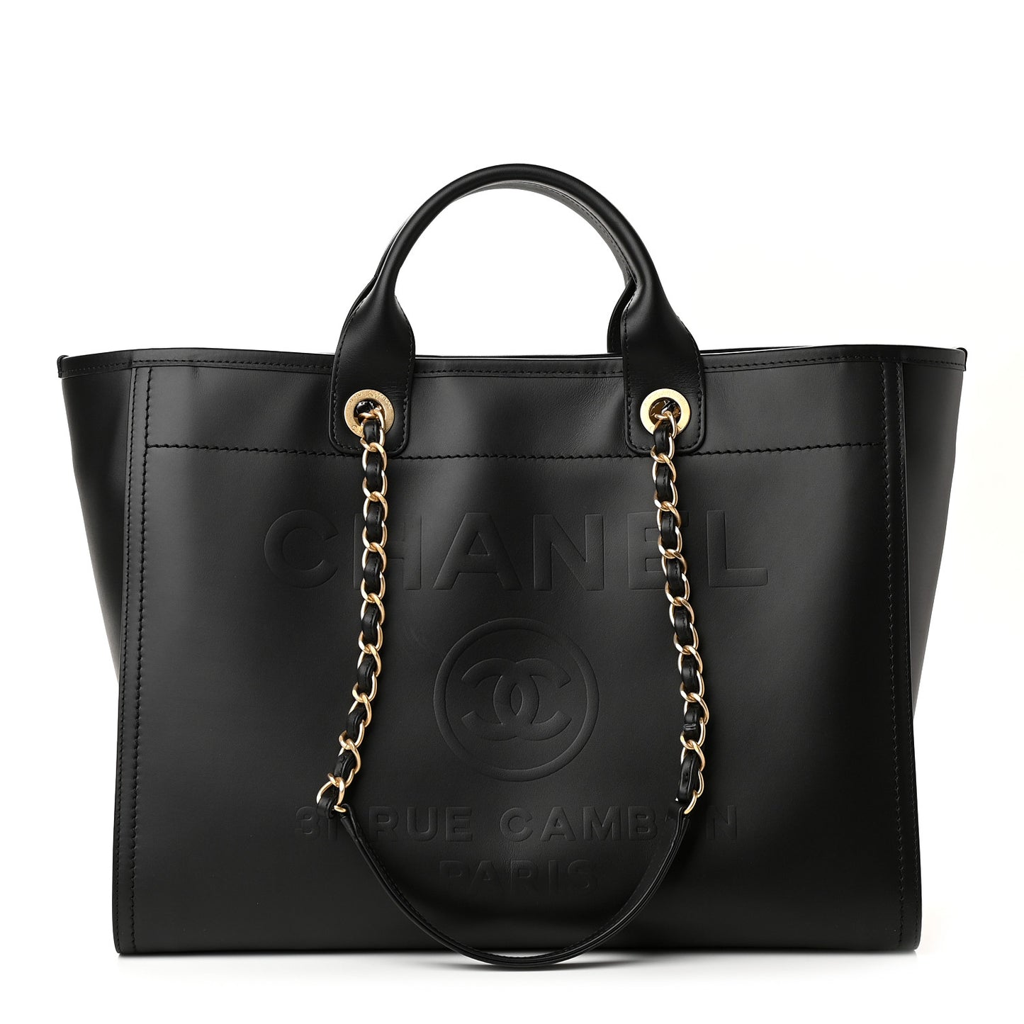 Calfskin Medium Deauville Tote Black
