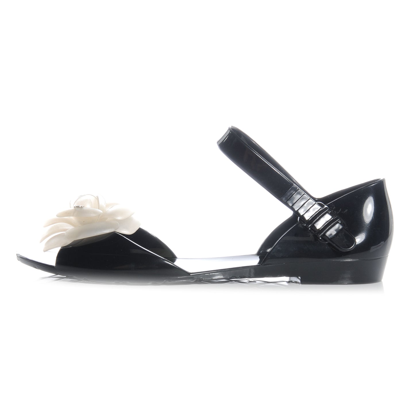 Jelly Camellia Sandal 37 Black White