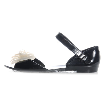 Chanel Jelly Camellia Sandal 37 Black White 1 of 6