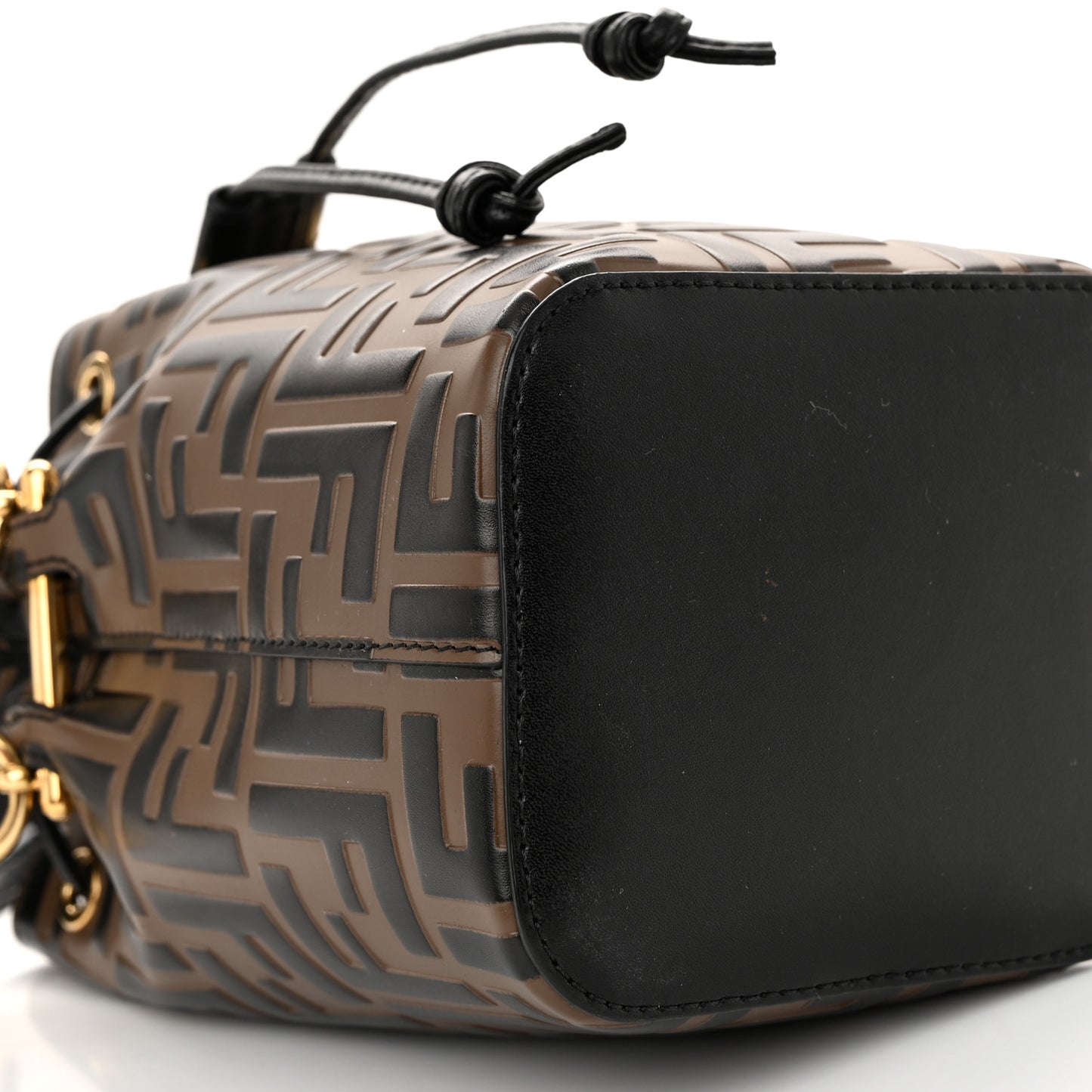 Vitello Liberty F is Fendi Bi-Color FF 1974 Embossed Mini Mon Tresor Bucket Bag Maya Black