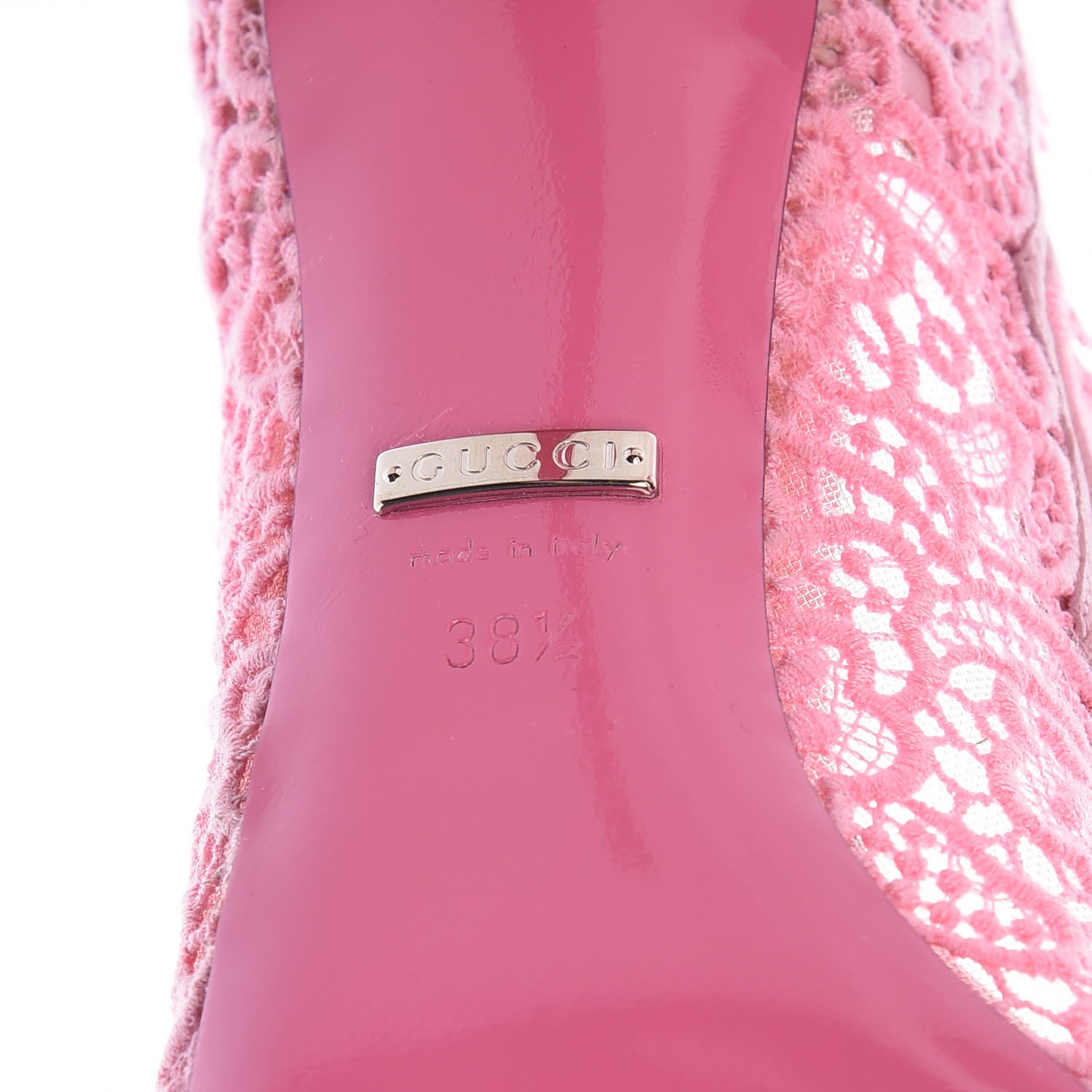 Gucci Lace Pizzo Venice Pumps 38.5 Sugar Pink 6 of 9